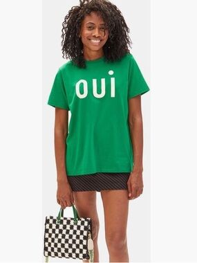 Clare V Oui Green Graphic Tee NWT